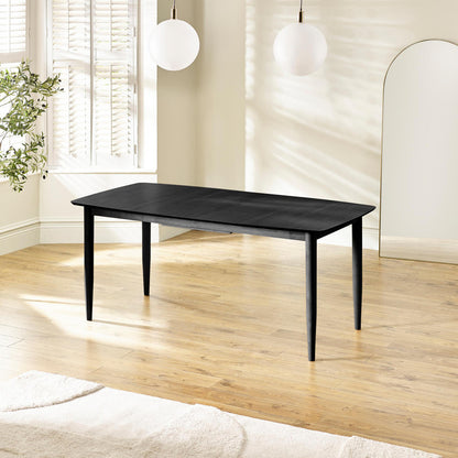 Leif Black Wooden Rectangular Extending Table & 4 Masa Black Dining Chairs