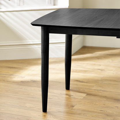 Leif Black Wooden Rectangular Extending Table & 6 Masa Black Dining Chairs