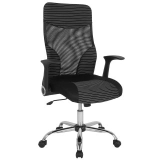Black Mesh High Back Office Chair with Striped Accents