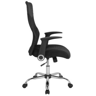 Black Mesh High Back Office Chair with Striped Accents