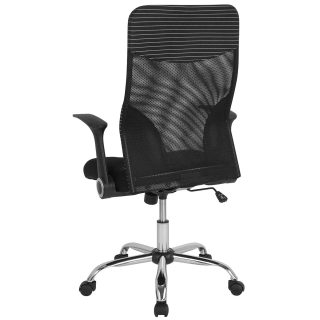 Black Mesh High Back Office Chair with Striped Accents