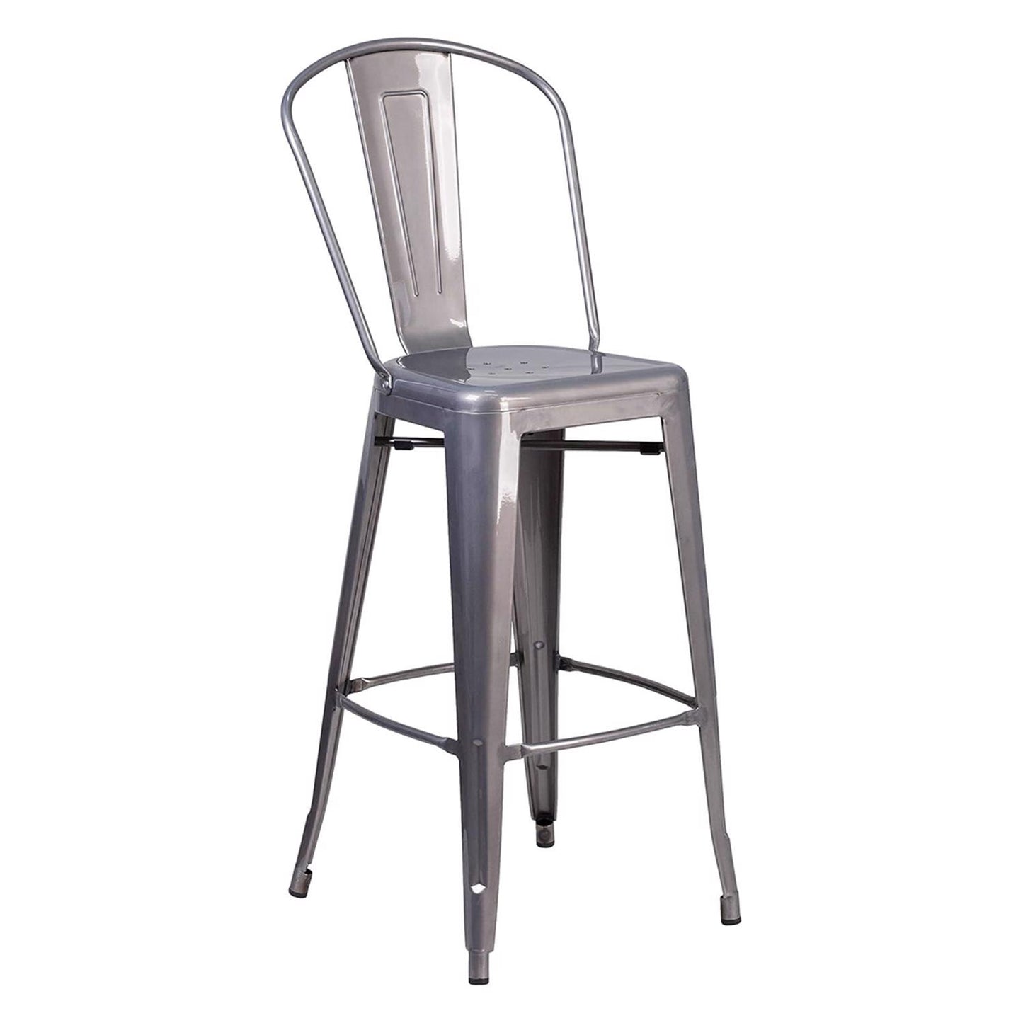 Lincoln 30" Industrial Style Bar Stools – Set of 4 – Metal Clear Coat