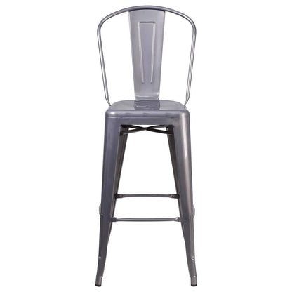 Lincoln 30" Industrial Style Bar Stools – Set of 4 – Metal Clear Coat