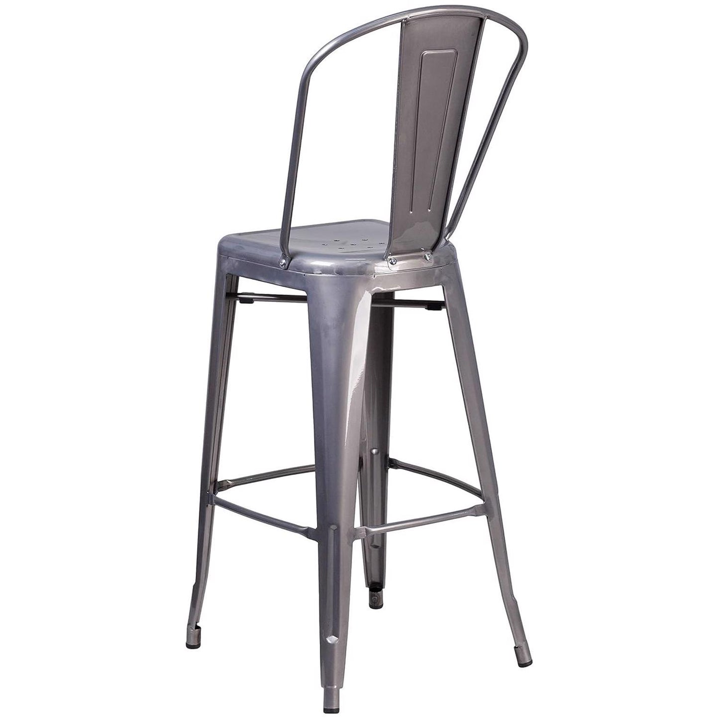 Lincoln 30" Industrial Style Bar Stools – Set of 4 – Metal Clear Coat