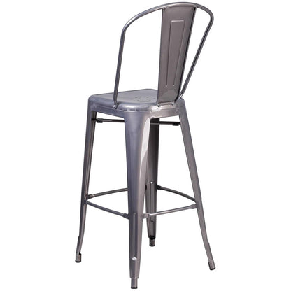 Lincoln 30" Industrial Style Bar Stools – Set of 4 – Metal Clear Coat