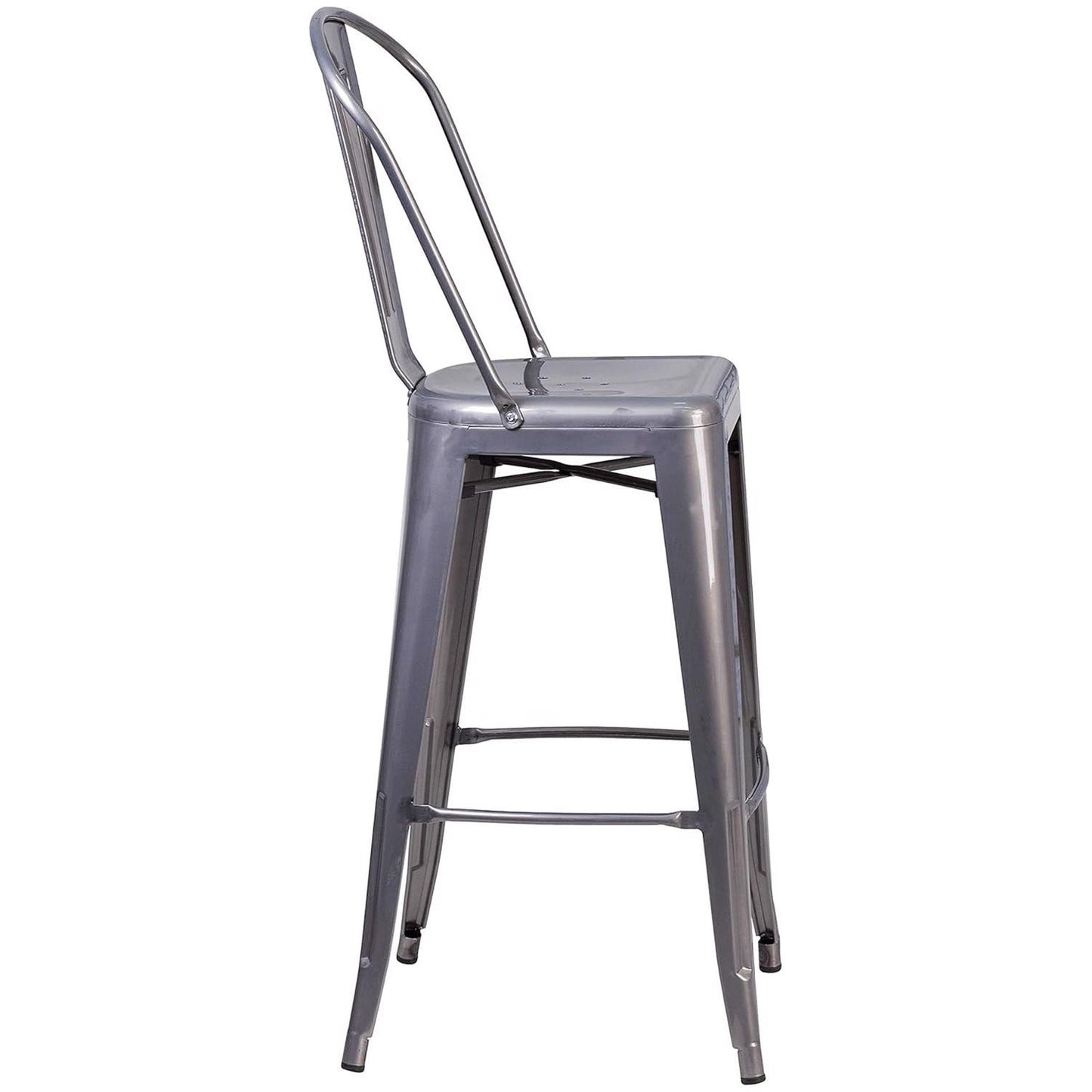 Lincoln 30" Industrial Style Bar Stools – Set of 4 – Metal Clear Coat