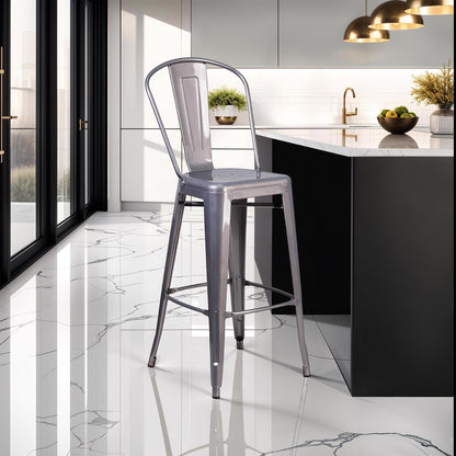Lincoln 30" Industrial Style Bar Stools – Set of 4 – Metal Clear Coat