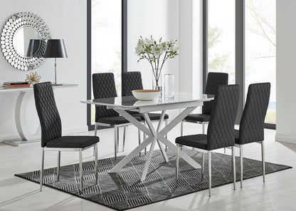 Lira 120 Extending Dining Table and 6 Milan Chrome Leg Chairs