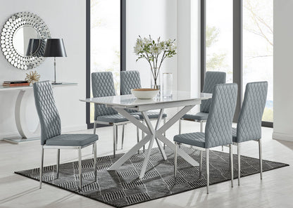 Lira 120 Extending Dining Table and 6 Milan Chrome Leg Chairs