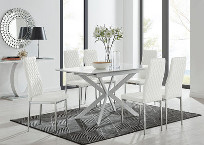Lira 120 Extending Dining Table and 6 Milan Chrome Leg Chairs