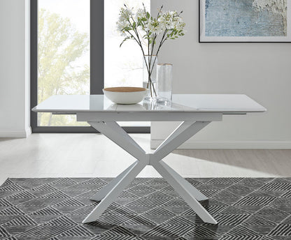 Lira 120 Extending Dining Table and 6 Milan Chrome Leg Chairs