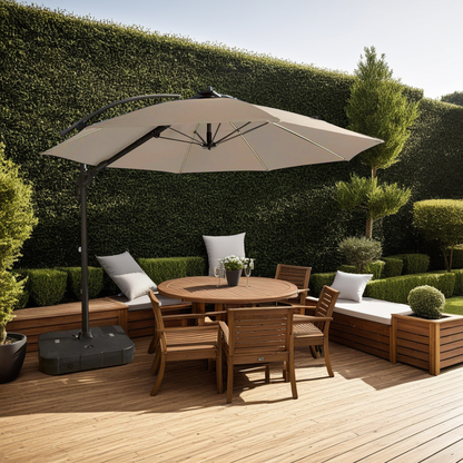 Cantilever Garden Parasol and Base 3.5m Diameter – Natural
