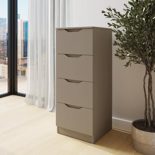 Luno 4-Drawer Tallboy Chest – Putty