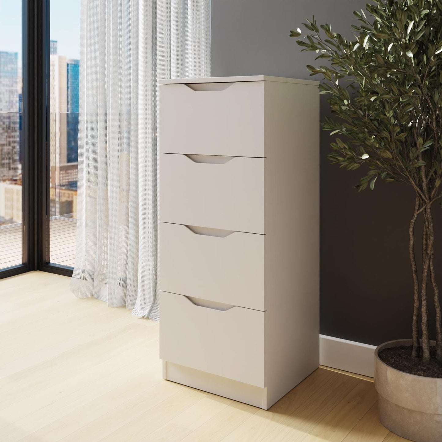 Luno 4-Drawer Tallboy Chest – White