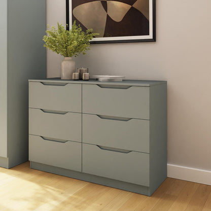 Luno 6 Drawer Chest of Drawers – Ash Green