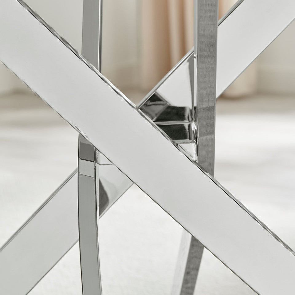 Leonardo Rectangular White Marble Glass and Black Metal 4 Seater Dining Table