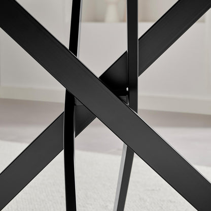 Leonardo Rectangular Black Wood and Metal 4 Seater Dining Table