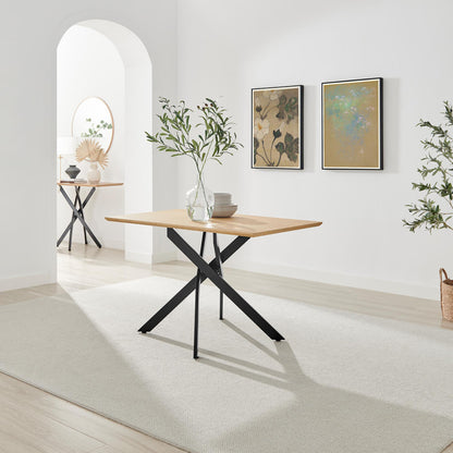 Leonardo Rectangular Black Wood and Metal 4 Seater Dining Table
