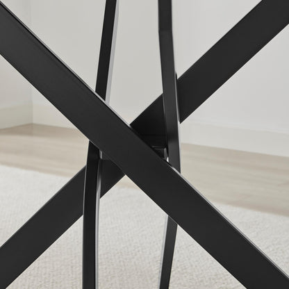 Leonardo Rectangular Black Wood and Metal 4 Seater Dining Table