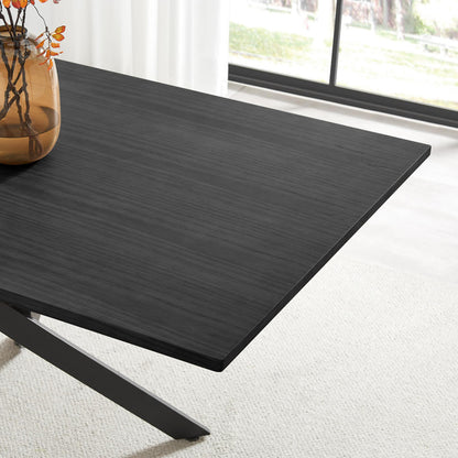 Leonardo Rectangular Oak Veneer and Black Metal 6 Seater Dining Table