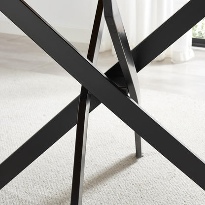 Leonardo Black Top Dining Table & 6 Beaumont Fabric Chairs
