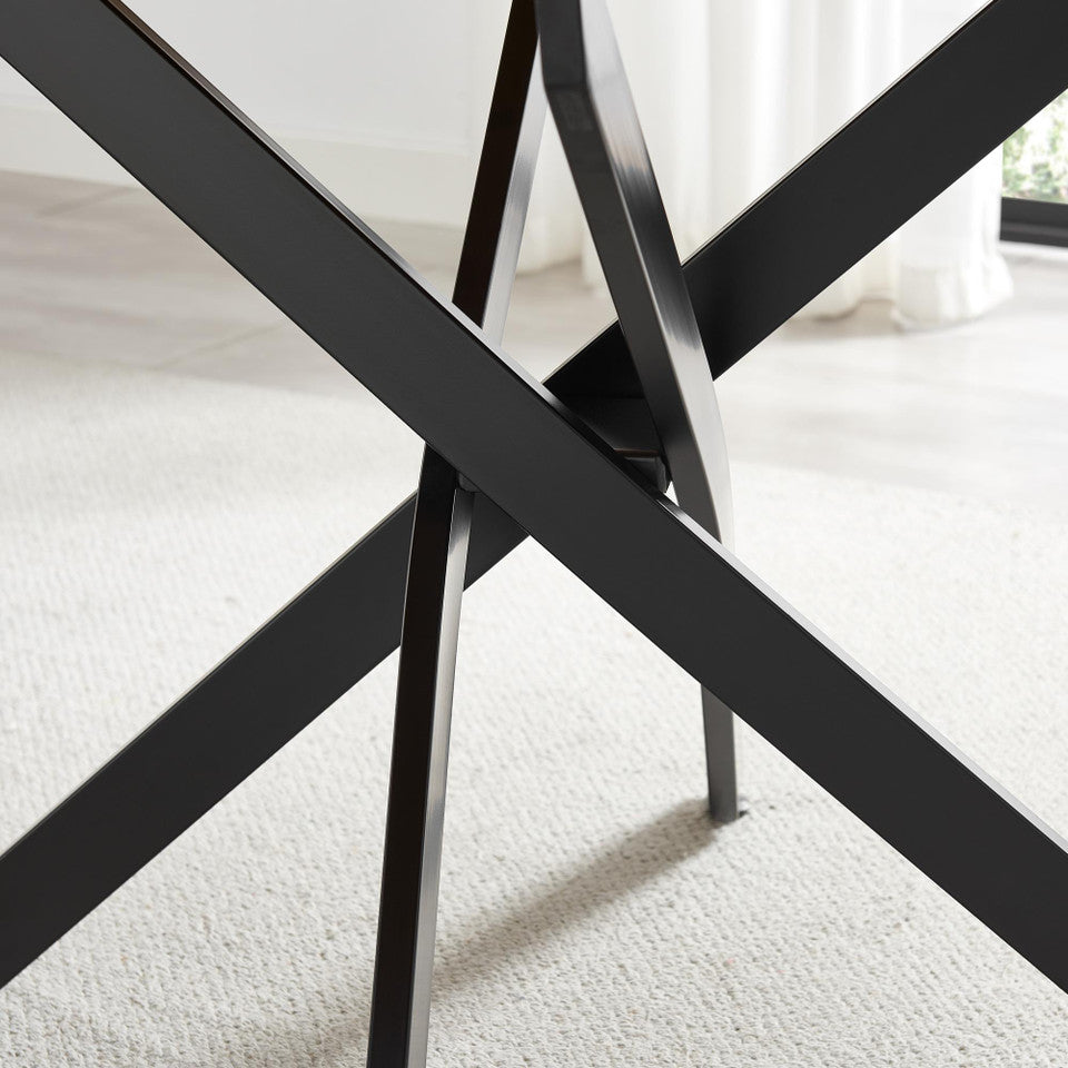 Leonardo Rectangular Black Wood and Metal 6 Seater Dining Table
