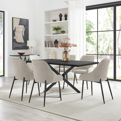 Giovani 4 Black Dining Table & 4 Pesaro Black Leg Chairs