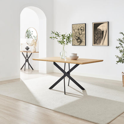 Leonardo Rectangular Black Wood and Metal 6 Seater Dining Table