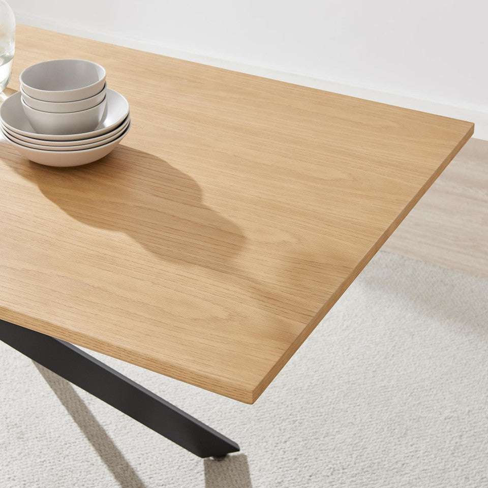 Leonardo Rectangular Black Wood and Metal 6 Seater Dining Table