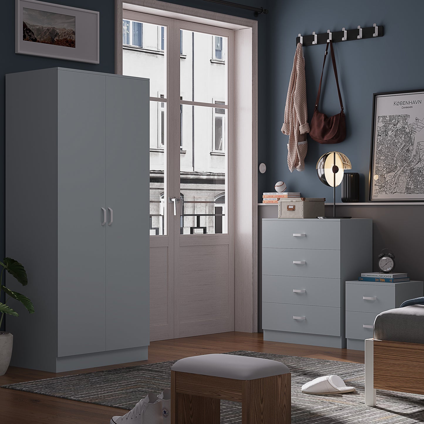 FWStyle Tunis 2 Door Wardrobe – Matt Grey Finish