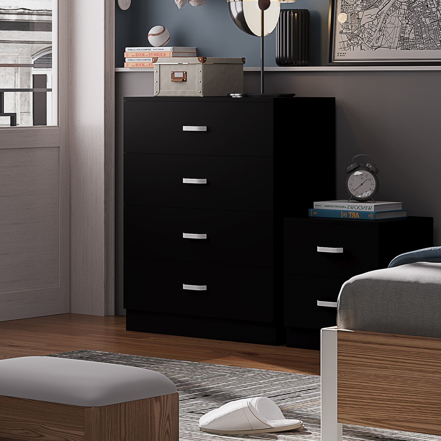 FWStyle Tunis 4-Drawer Chest – Matt Black