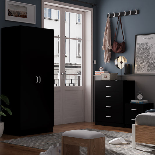 FWStyle Tunis 2 Door Wardrobe – Matt Black Finish