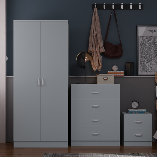 FWStyle Tunis 3 Piece Bedroom Furniture Set – Matt Grey