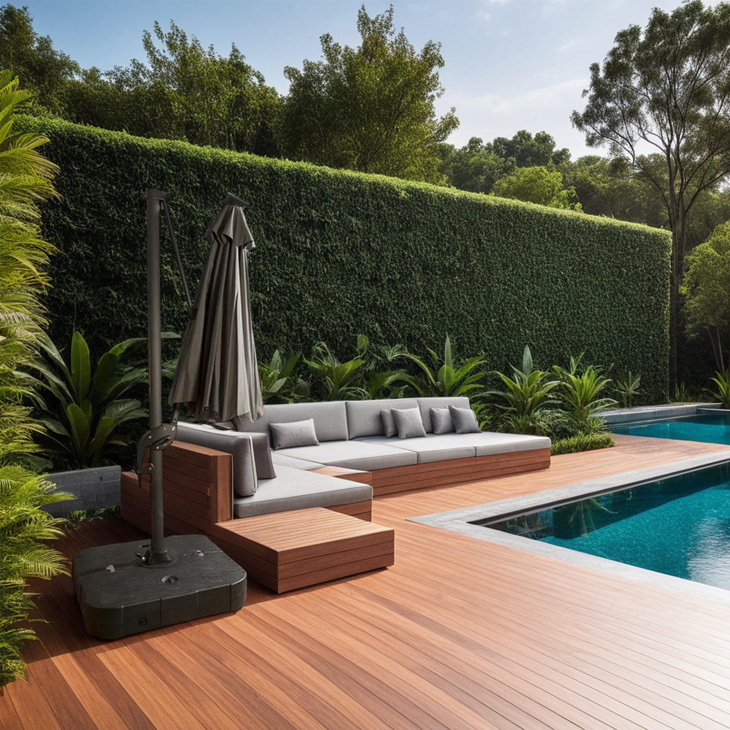 Cantilever Garden Parasol and Base 3.5m Diameter – Dark Grey