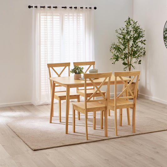 Lynton Small Oak Effect Solid Wood Dining Table & 4 Millford Chairs