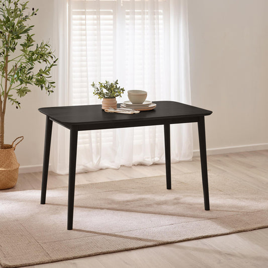 Lynton Rectangular Black Solid Wood 4 Seater Dining Table