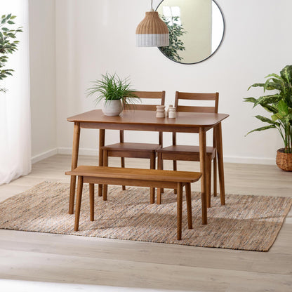 Lynton Small Walnut Effect Wooden Dining Table with 2 Chairs & Bench