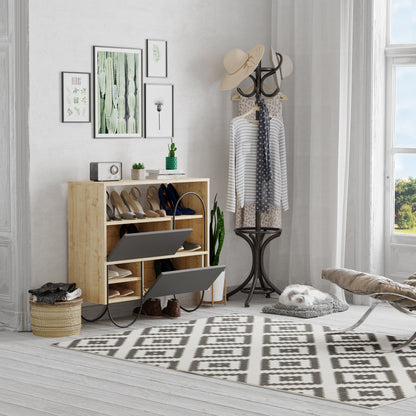 Norfolk Oak Anthracite Grey Shoe Cabinet – Modern Storage Unit