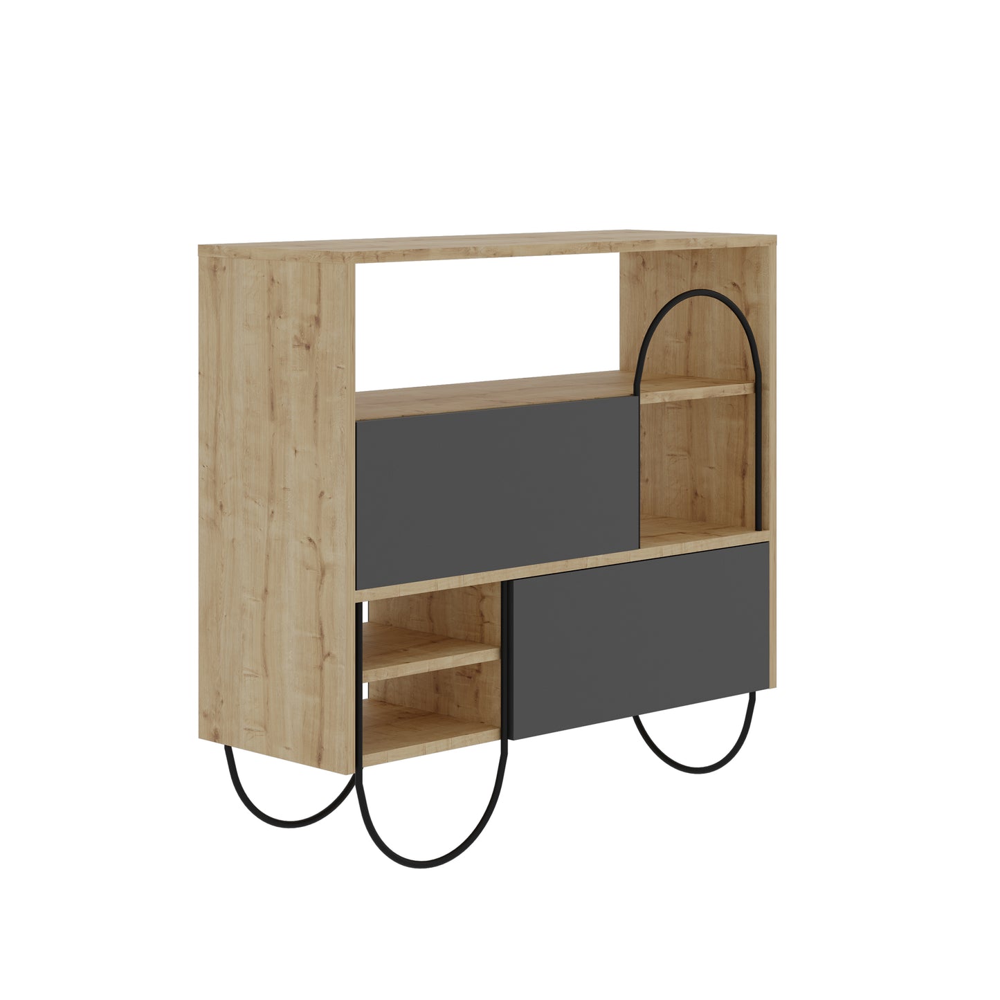 Norfolk Oak Anthracite Grey Shoe Cabinet – Modern Storage Unit