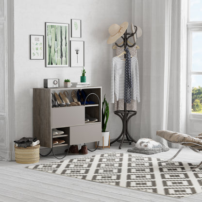 Norfolk Shoe Cabinet – Dark Coffee Mocha Grey Hallway Storage Unit