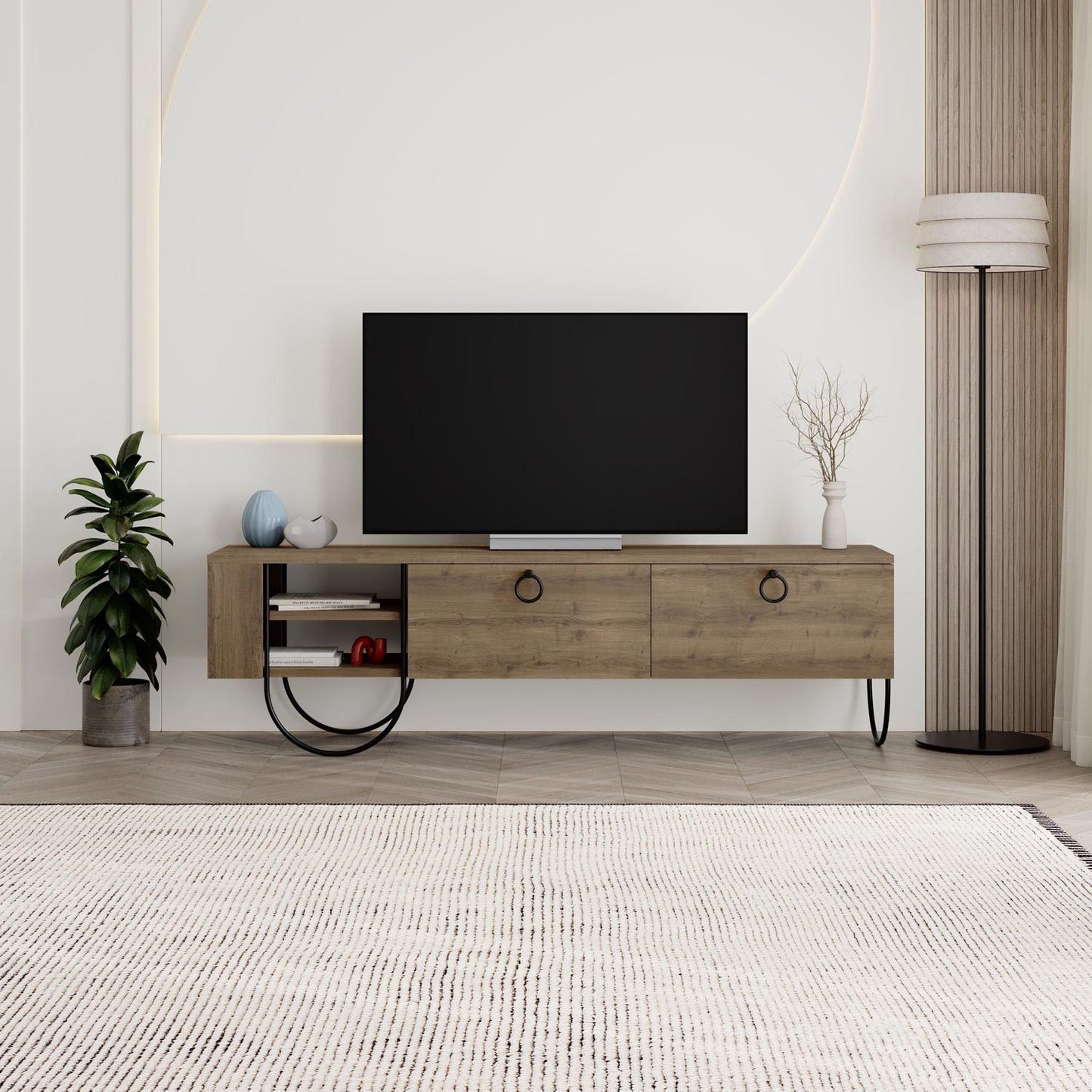 Norfolk Modern TV Unit Dark Oak with Storage