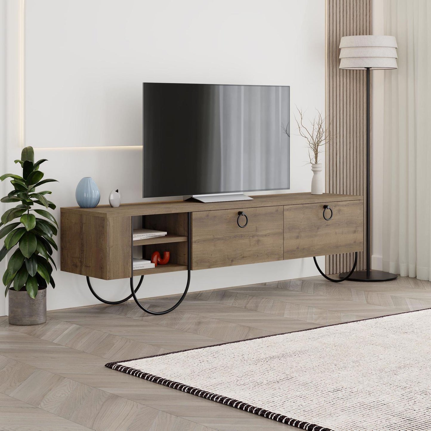 Norfolk Modern TV Unit Dark Oak with Storage