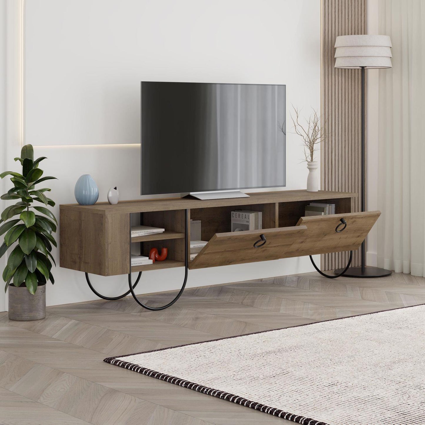 Norfolk Modern TV Unit Dark Oak with Storage