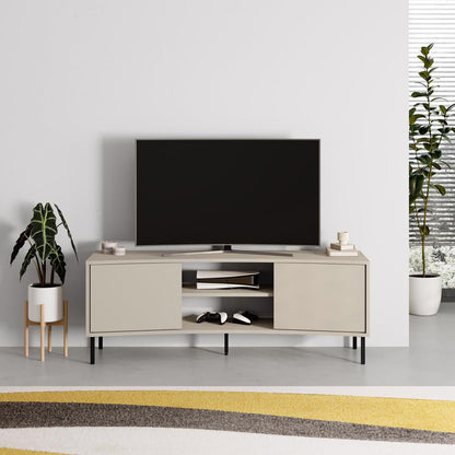 Frem 2 Door TV Unit Sandstone with Curved Frame