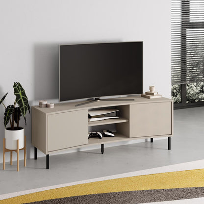 Frem 2 Door TV Unit Sandstone with Curved Frame