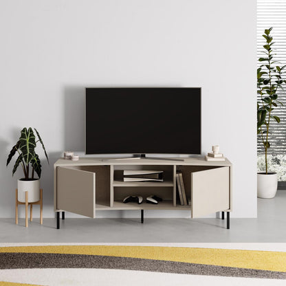 Frem 2 Door TV Unit Sandstone with Curved Frame