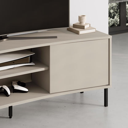 Frem 2 Door TV Unit Sandstone with Curved Frame