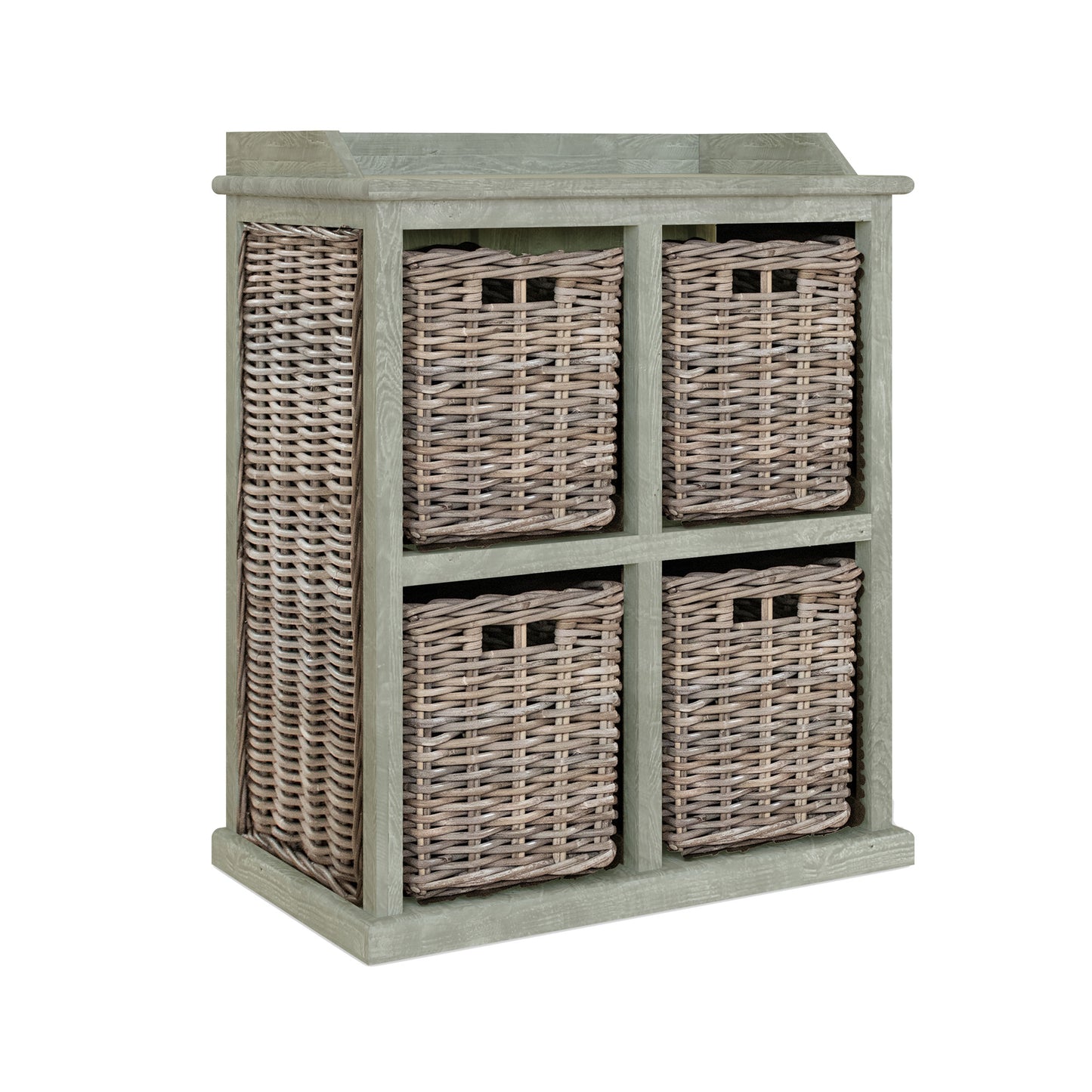 Maya Kubu Rattan 2 Over 2 Basket Storage Unit – Limewash