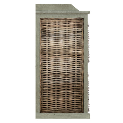 Maya Kubu Rattan 2 Over 2 Basket Storage Unit – Limewash