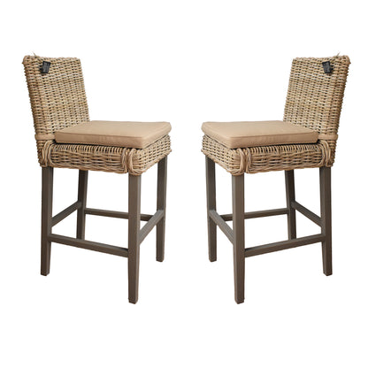 Maya Bar Stools Greywash Set of 2 – Hand-Woven Rattan